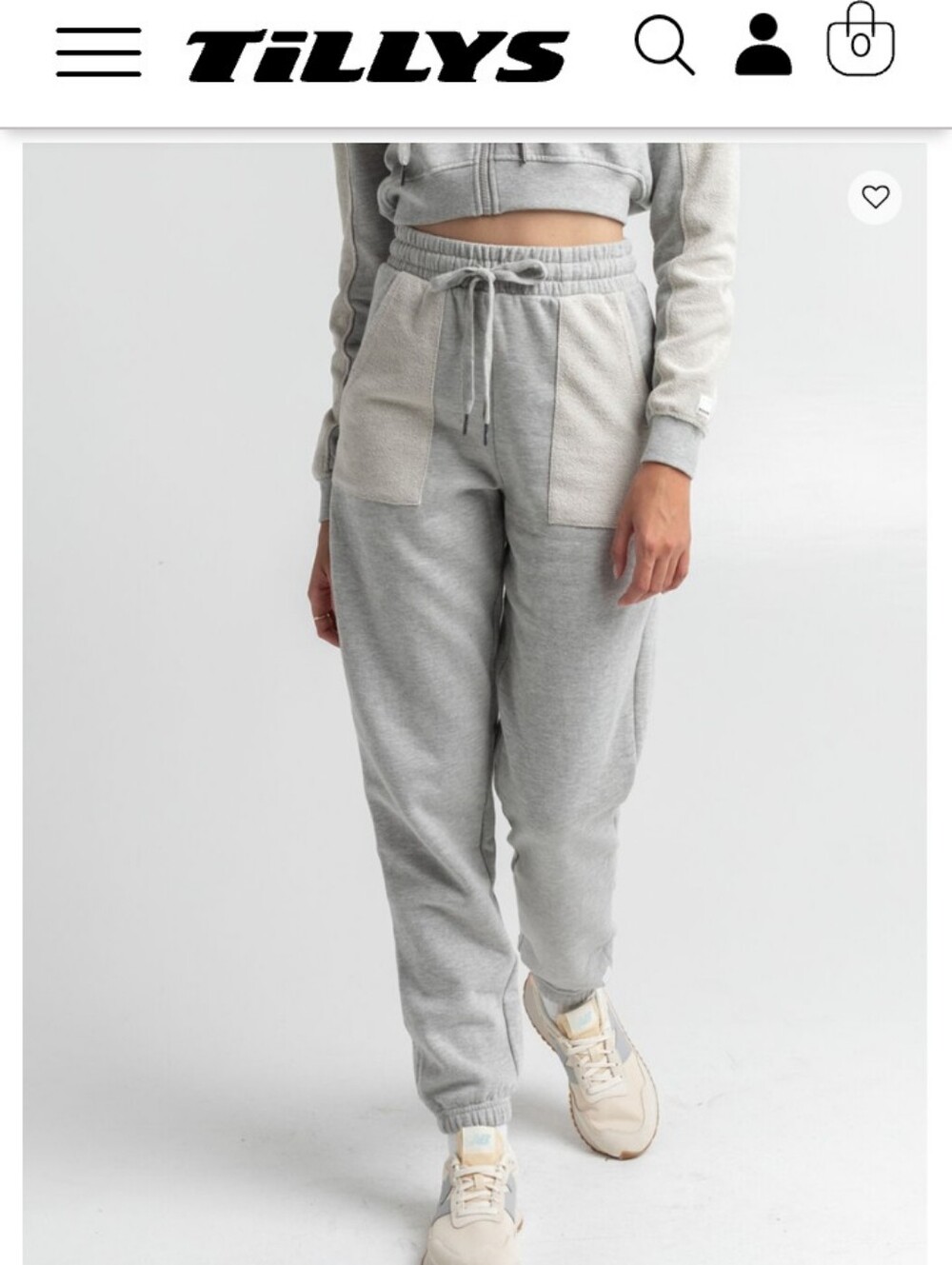 Tillys RSQ Women's Light Gray Terry-Front Pocket Drawstring Joggers